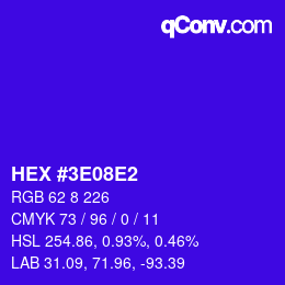 Color code: HEX #3E08E2 | qconv.com