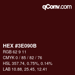 Color code: HEX #3E090B | qconv.com