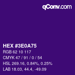 Color code: HEX #3E0A75 | qconv.com
