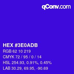 カラーコード: HEX #3E0ADB | qconv.com