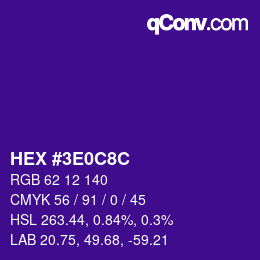 Color code: HEX #3E0C8C | qconv.com