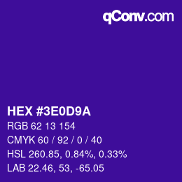 Color code: HEX #3E0D9A | qconv.com