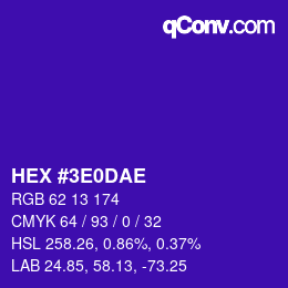 Code couleur: HEX #3E0DAE | qconv.com