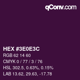 Color code: HEX #3E0E3C | qconv.com