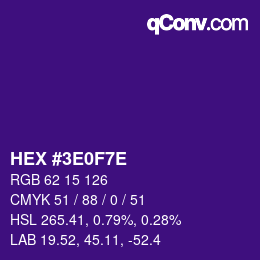 Color code: HEX #3E0F7E | qconv.com