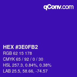 Color code: HEX #3E0FB2 | qconv.com