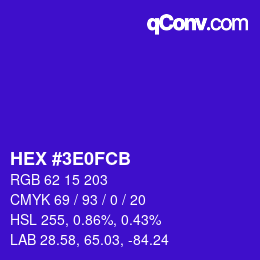 Color code: HEX #3E0FCB | qconv.com