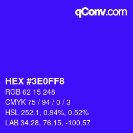 Color code: HEX #3E0FF8 | qconv.com