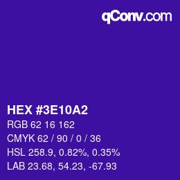 Color code: HEX #3E10A2 | qconv.com
