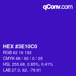 カラーコード: HEX #3E10C0 | qconv.com