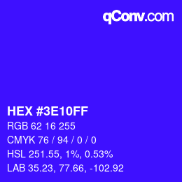 Color code: HEX #3E10FF | qconv.com