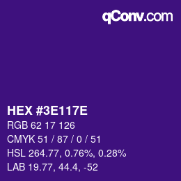 Color code: HEX #3E117E | qconv.com