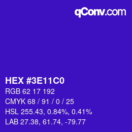 颜色代码: HEX #3E11C0 | qconv.com