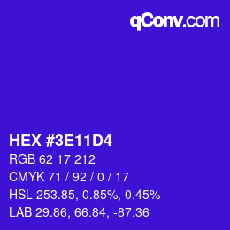 Color code: HEX #3E11D4 | qconv.com