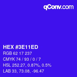 Color code: HEX #3E11ED | qconv.com