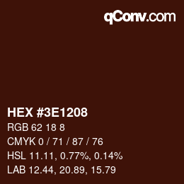 Color code: HEX #3E1208 | qconv.com