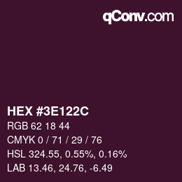 Color code: HEX #3E122C | qconv.com