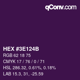 Color code: HEX #3E124B | qconv.com