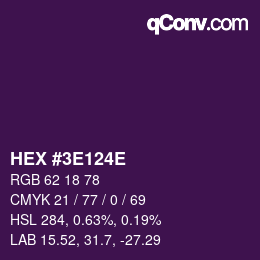 Color code: HEX #3E124E | qconv.com