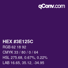 Color code: HEX #3E125C | qconv.com