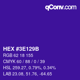 Color code: HEX #3E129B | qconv.com