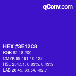 Color code: HEX #3E12C8 | qconv.com