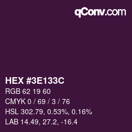 Color code: HEX #3E133C | qconv.com