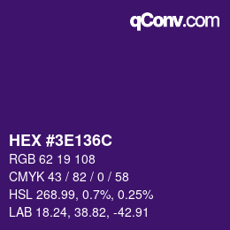 Color code: HEX #3E136C | qconv.com