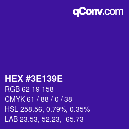 Color code: HEX #3E139E | qconv.com