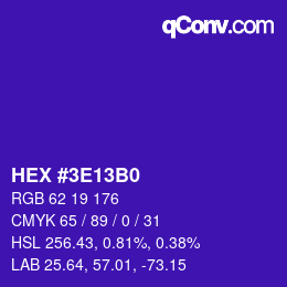Color code: HEX #3E13B0 | qconv.com