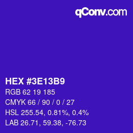 Color code: HEX #3E13B9 | qconv.com