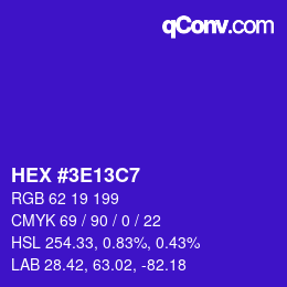 Color code: HEX #3E13C7 | qconv.com