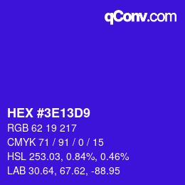 Color code: HEX #3E13D9 | qconv.com