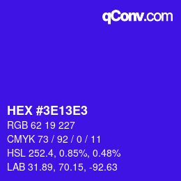 Color code: HEX #3E13E3 | qconv.com