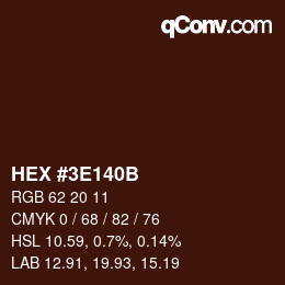 Color code: HEX #3E140B | qconv.com