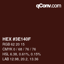 Código de color: HEX #3E140F | qconv.com