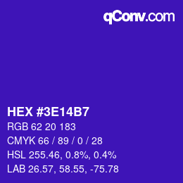 Color code: HEX #3E14B7 | qconv.com