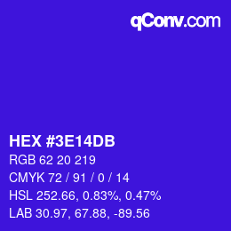 Color code: HEX #3E14DB | qconv.com