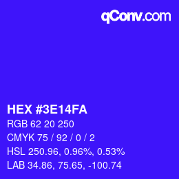 Color code: HEX #3E14FA | qconv.com