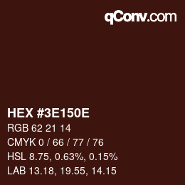 Color code: HEX #3E150E | qconv.com