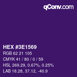 Color code: HEX #3E1569 | qconv.com