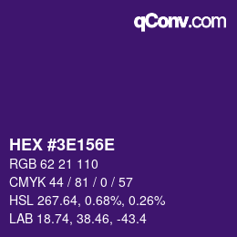 Color code: HEX #3E156E | qconv.com