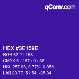 Color code: HEX #3E159E | qconv.com