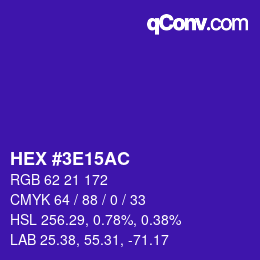 Color code: HEX #3E15AC | qconv.com