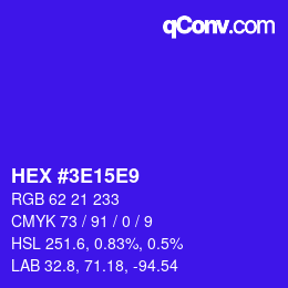 Color code: HEX #3E15E9 | qconv.com