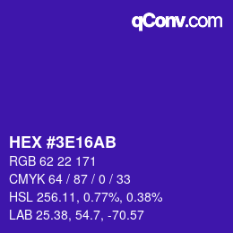 Color code: HEX #3E16AB | qconv.com