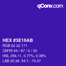 カラーコード: HEX #3E16AB | qconv.com