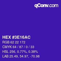Color code: HEX #3E16AC | qconv.com