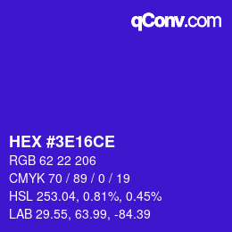 Color code: HEX #3E16CE | qconv.com