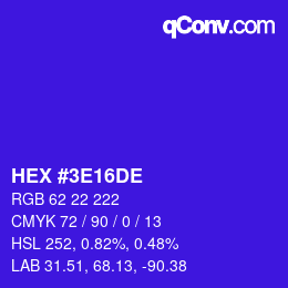 Color code: HEX #3E16DE | qconv.com